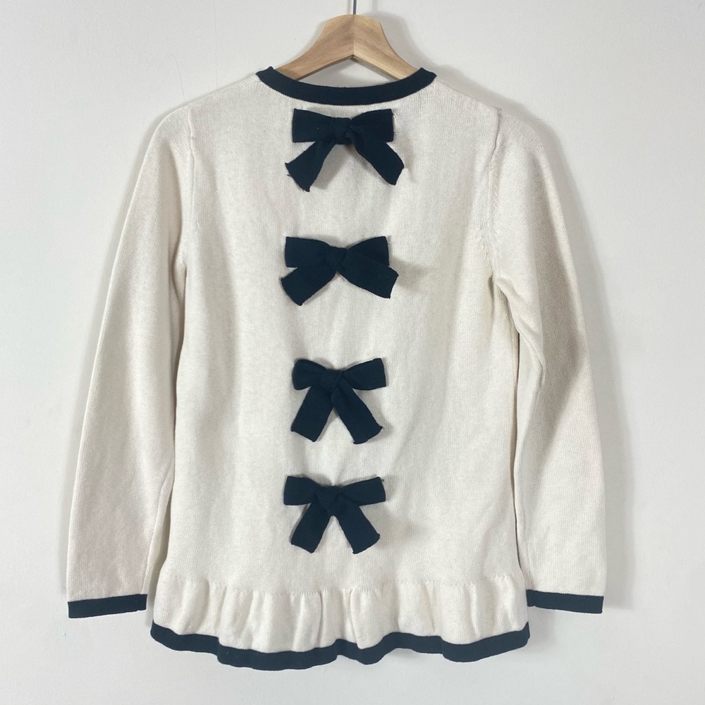 Sail To Sable Faith Bow Back Sweater Cream with Black Bows Cotton Wool Blend - S - Picture 7 of 16